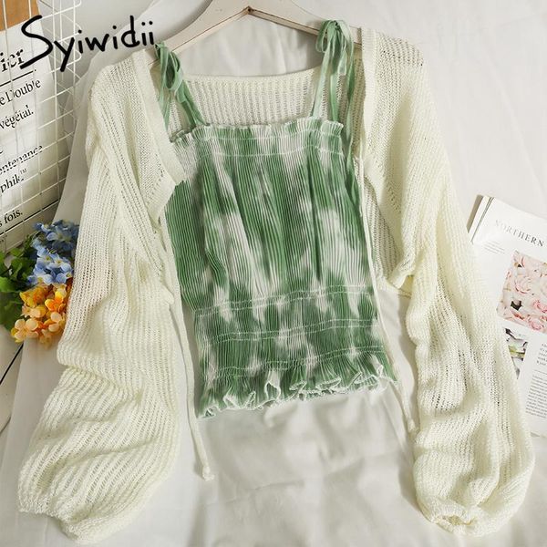 women's blouses & shirts syiwidii 2 piece set women 2021 thin puff long sleeve blouse print crop camis tank o-neck slim cardigan lace u, White
women's blouses & shirts syiwidii 2 piece set women 2021 thin puff long sleeve blouse print crop camis tank o-neck slim cardigan lace u, White