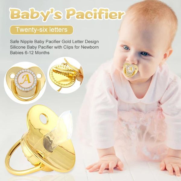 pacifiers# 6-12 months baby pacifier silicone safe nipple gold letter design with clips for born
pacifiers# 6-12 months baby pacifier silicone safe nipple gold letter design with clips for born