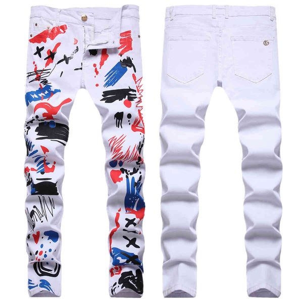 jeans hip hop street fashion pants night club camouflage contrast white stretch slim small straight men, Blue
jeans hip hop street fashion pants night club camouflage contrast white stretch slim small straight men, Blue