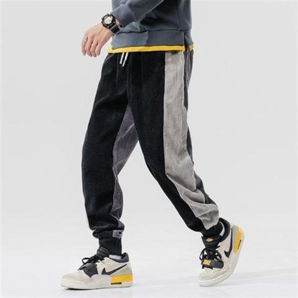 men's pants mens joggers corduroy casual trousers autumn winter hip hop streetwear patchwork harem elastic waist male sweatpants, Black
men's pants mens joggers corduroy casual trousers autumn winter hip hop streetwear patchwork harem elastic waist male sweatpants, Black