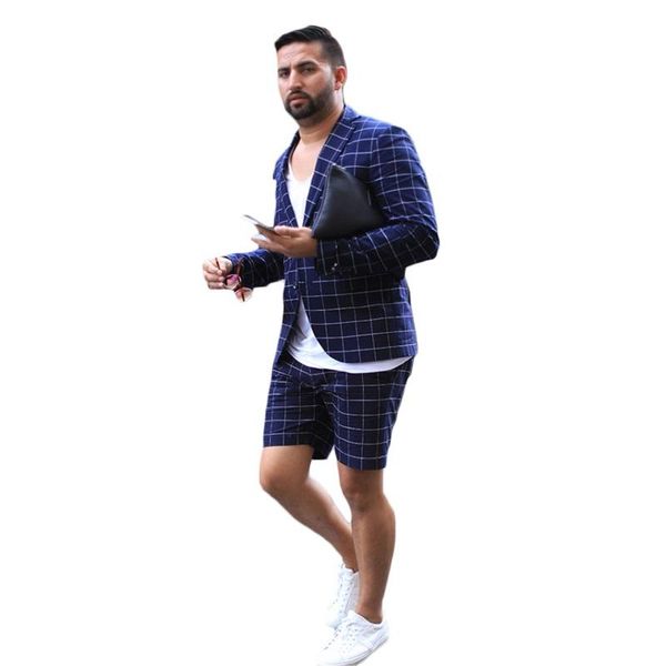 men's suits & blazers summer men 2 pieces navy blue plaid custom made formal wedding for man fit slim coat+short pant, White;black
men's suits & blazers summer men 2 pieces navy blue plaid custom made formal wedding for man fit slim coat+short pant, White;black