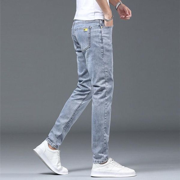 men's pants light color jeans fashion brand 2021 slim small feet korean trend versatile summer thin, Black
men's pants light color jeans fashion brand 2021 slim small feet korean trend versatile summer thin, Black