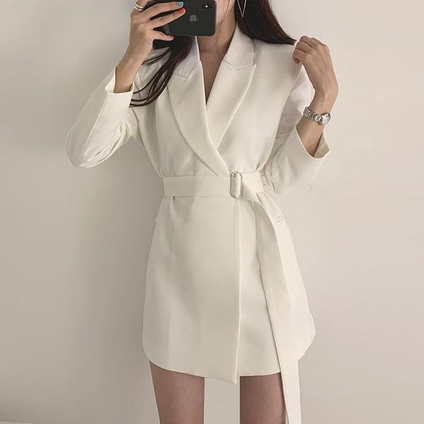 women's jackets coat suit autumn dress retro simple black and white temperament show thin waist strap middle long woman, Black;brown
women's jackets coat suit autumn dress retro simple black and white temperament show thin waist strap middle long woman, Black;brown