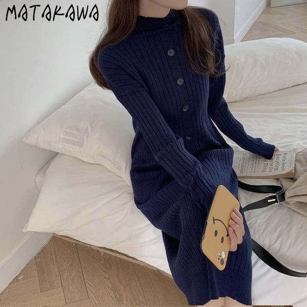 casual dresses matakawa long straight sweater woman dress leather retro single-breasted knit inner base for women, Black;gray
casual dresses matakawa long straight sweater woman dress leather retro single-breasted knit inner base for women, Black;gray