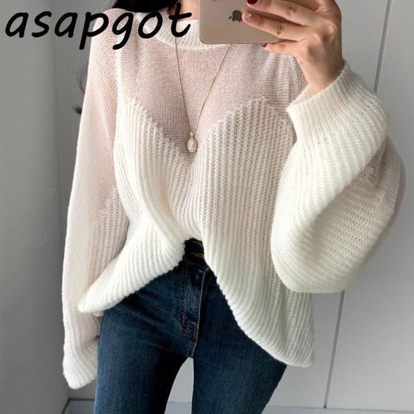 women's sweaters chic elegant wild o neck loose perspective patchwork white lantern sleeve knit sweater pullovers fashion temperament o, White;black
women's sweaters chic elegant wild o neck loose perspective patchwork white lantern sleeve knit sweater pullovers fashion temperament o, White;black