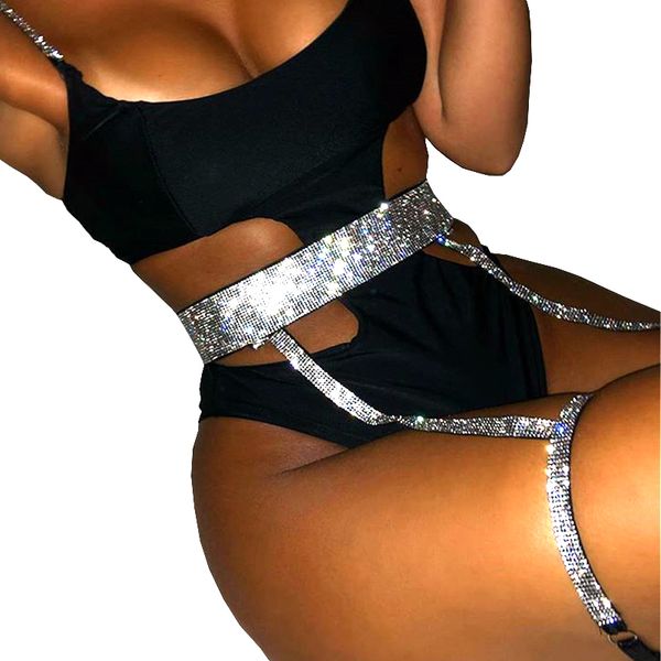 women rhinestone crystal belt body waist to leg harness belt bondage chain belts for women fashion wide female diamond belt, Silver
women rhinestone crystal belt body waist to leg harness belt bondage chain belts for women fashion wide female diamond belt, Silver