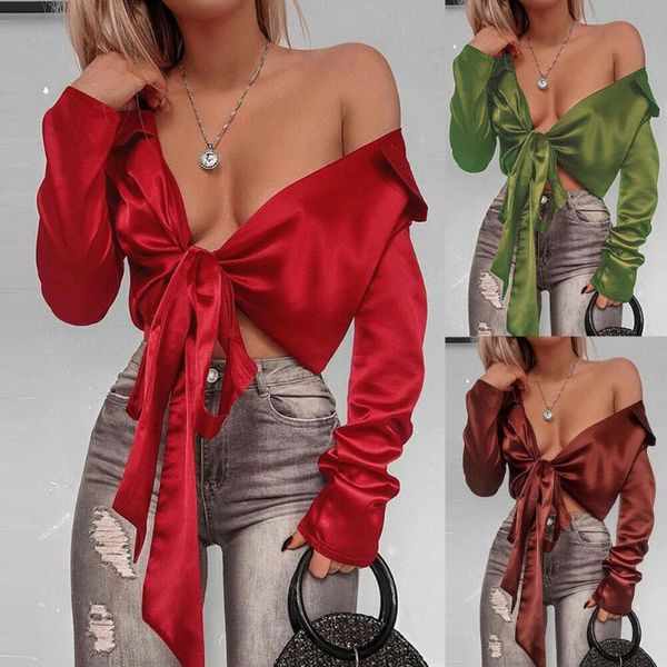 chiffon blouses women long sleeve lace up belted shirts deep v-neck plain casual blouse autumn blusa feminina women's &, White
chiffon blouses women long sleeve lace up belted shirts deep v-neck plain casual blouse autumn blusa feminina women's &, White
