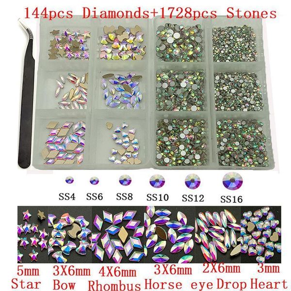 144pcs diamonds plus 1728pcs flatback crystals glass ab rhinestones for nail art craft 3d decoration charms set1, Silver;gold
144pcs diamonds plus 1728pcs flatback crystals glass ab rhinestones for nail art craft 3d decoration charms set1, Silver;gold