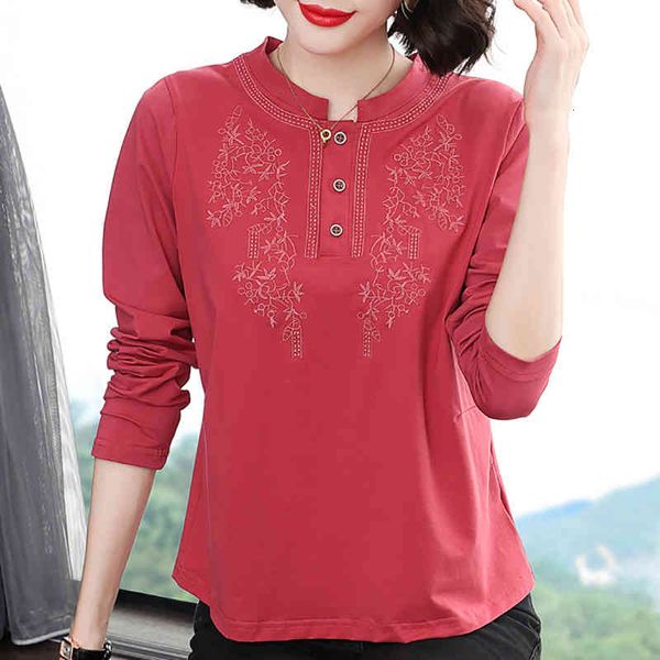 women's t-shirt female shirt long sleeve embroidered female t-shirt 2021 autumn button casual cotton plus size female tshirt clothes x, White
women's t-shirt female shirt long sleeve embroidered female t-shirt 2021 autumn button casual cotton plus size female tshirt clothes x, White