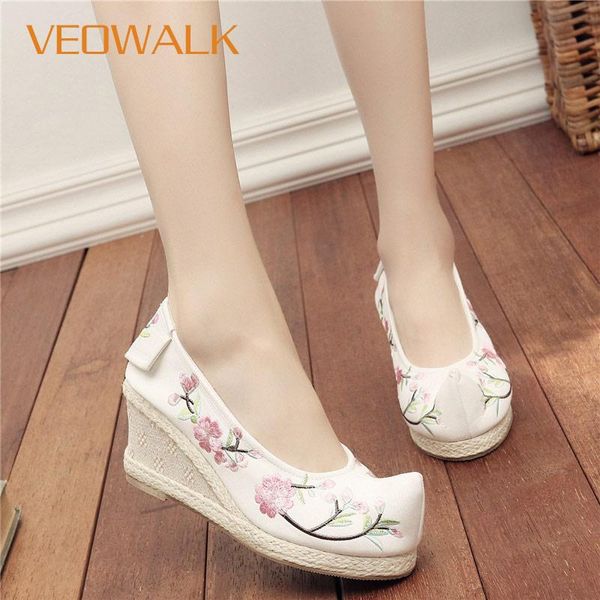 dress shoes veowalk flower embroidered women's casual linen platforms canvas wedge 6cm high heel elegant ladies cotton cloth pumps, Black
dress shoes veowalk flower embroidered women's casual linen platforms canvas wedge 6cm high heel elegant ladies cotton cloth pumps, Black