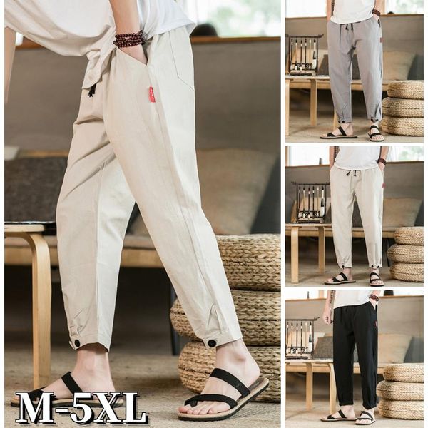 men's pants fashion men's linen casual loose korean style nine-point comfortable home, Black
men's pants fashion men's linen casual loose korean style nine-point comfortable home, Black