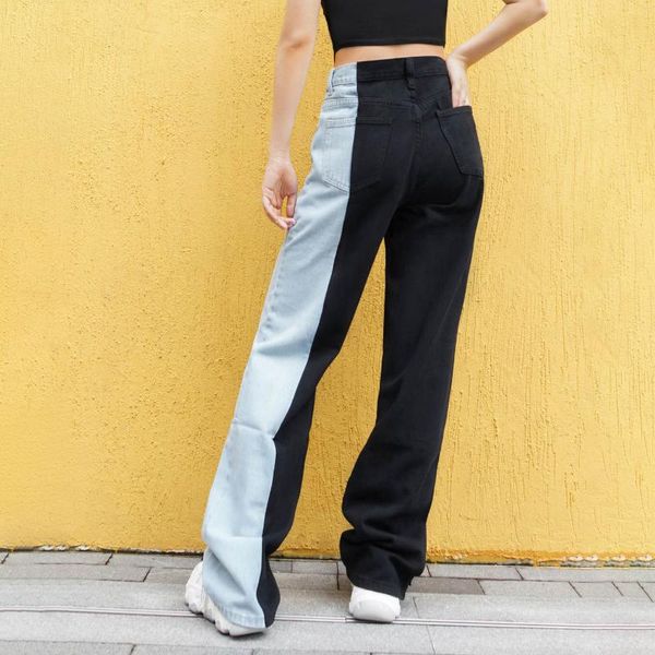women's jeans autumn fashion colorblock wide leg streetwear boyfriend denim cargo high waist baggy oversize straight pants, Blue
women's jeans autumn fashion colorblock wide leg streetwear boyfriend denim cargo high waist baggy oversize straight pants, Blue