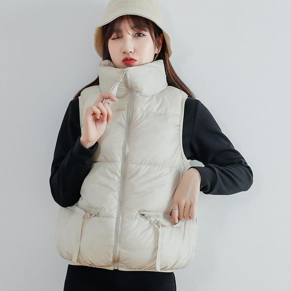 women's vests 2021 down cotton vest women stand collar short windproof solid warm waistcoat female coat sleeveless waistcoats, Black;white
women's vests 2021 down cotton vest women stand collar short windproof solid warm waistcoat female coat sleeveless waistcoats, Black;white