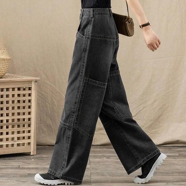 women's jeans plus size women wide leg denim pants loose straight baggy female streetwear wide-leg hip hop casual trousers, Blue
women's jeans plus size women wide leg denim pants loose straight baggy female streetwear wide-leg hip hop casual trousers, Blue