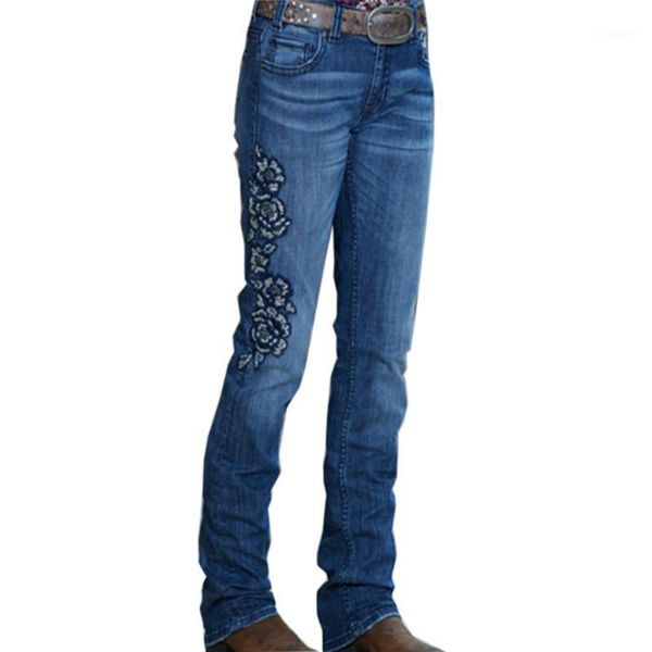 womens vintage embroidery floral jeans stretch denim pants high waist trousers casual elastic fashion faux women's, Blue
womens vintage embroidery floral jeans stretch denim pants high waist trousers casual elastic fashion faux women's, Blue