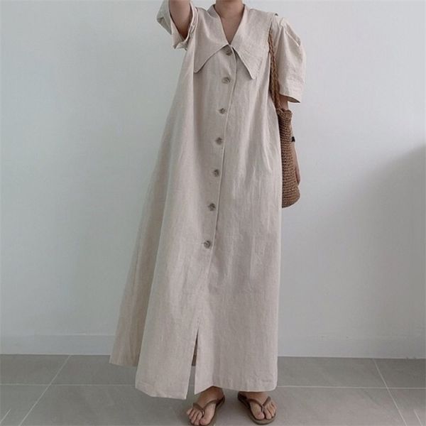 summer stylish single-breasted women dress turn-down collar puff sleeve maxi long female loose a-line 210601, Black;gray
summer stylish single-breasted women dress turn-down collar puff sleeve maxi long female loose a-line 210601, Black;gray