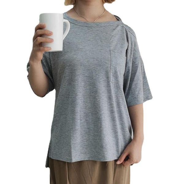 women's t-shirt strapless oversized t-shirts summer solid color round neck t shirts clothes femme pocket open short-sleeved y2k, White
women's t-shirt strapless oversized t-shirts summer solid color round neck t shirts clothes femme pocket open short-sleeved y2k, White