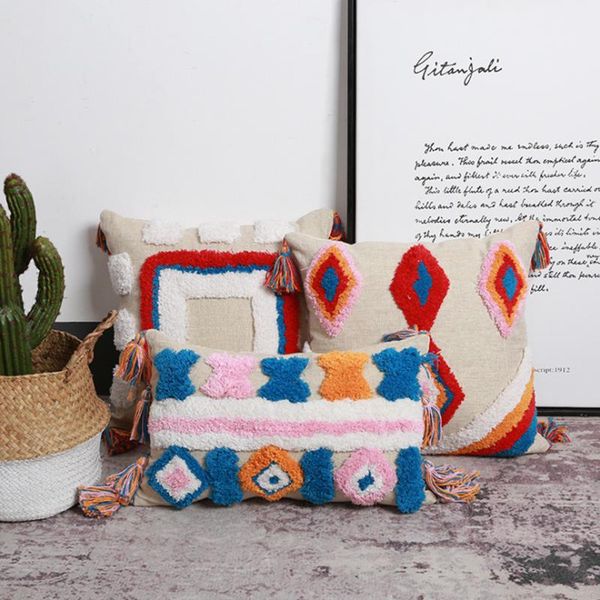 cushion/decorative pillow colorful tufted handmade cover tassel morocco style home decor cushion embroidery geometric decorative pillows cas 
cushion/decorative pillow colorful tufted handmade cover tassel morocco style home decor cushion embroidery geometric decorative pillows cas