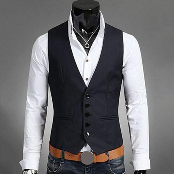 men's vests business men solid color v neck button pocket sleeveless slim vest waistcoat formal casual jacket, Black;white
men's vests business men solid color v neck button pocket sleeveless slim vest waistcoat formal casual jacket, Black;white