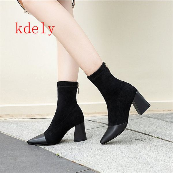 boots patchwork socks boots women suede pointed toe square high heels riding bottes femme back zipper winter plush solid ankle 52b, Black
boots patchwork socks boots women suede pointed toe square high heels riding bottes femme back zipper winter plush solid ankle 52b, Black