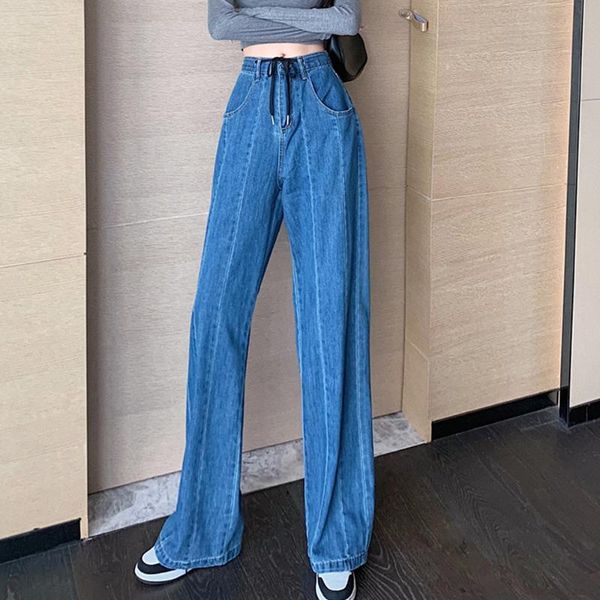 women's jeans korean fashion womens autumn 2021 solid color temperament casual high waist drawstring long simplicity, Blue
women's jeans korean fashion womens autumn 2021 solid color temperament casual high waist drawstring long simplicity, Blue