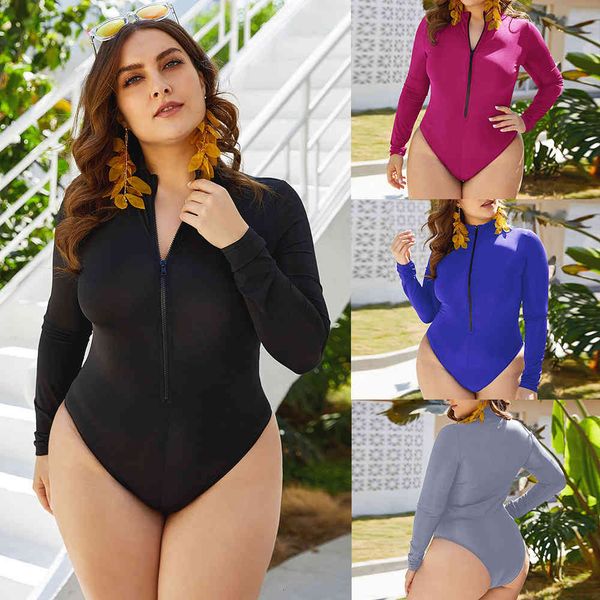 swimwears solid color sports zipper long sleeve triangle one- swimsuit conservative belly covering spring large size swimsuit, White;black
swimwears solid color sports zipper long sleeve triangle one- swimsuit conservative belly covering spring large size swimsuit, White;black