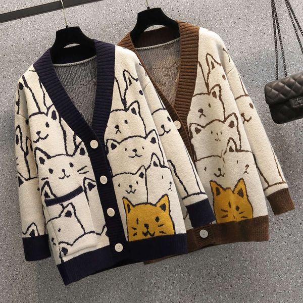v-neck knitted cardigan autumn loose and style outer coat with thick sweater, White;black
v-neck knitted cardigan autumn loose and style outer coat with thick sweater, White;black