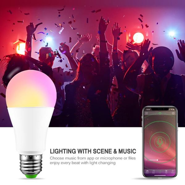 bulbs 15w e27 rgb led light bulb ac 85-265v smart wireless bluetooth lighting lamp rgbw color change dimmable voice music control
bulbs 15w e27 rgb led light bulb ac 85-265v smart wireless bluetooth lighting lamp rgbw color change dimmable voice music control