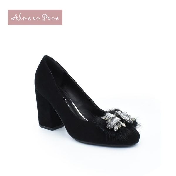 pumps shoes for women 2021 spring autumn style diamond studded feather slip on suede high heels block shallow dress, Black
pumps shoes for women 2021 spring autumn style diamond studded feather slip on suede high heels block shallow dress, Black