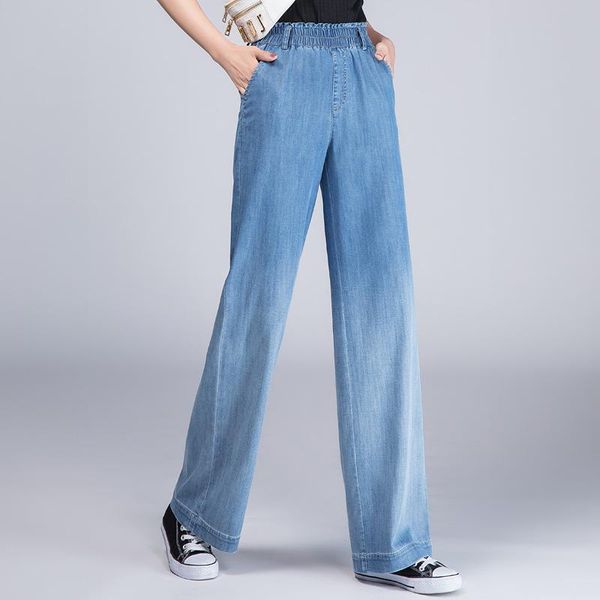 cotton tencel denim wide leg pants women's summer drop feeling straight tube loose ultra thin elastic waist casual pant jeans, Blue
cotton tencel denim wide leg pants women's summer drop feeling straight tube loose ultra thin elastic waist casual pant jeans, Blue