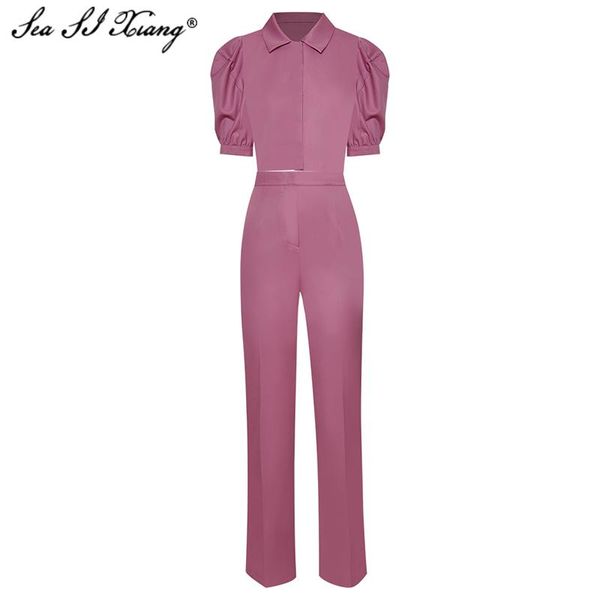 seasixiang fashion designer summer suit women puff sleeve hidden breasted short + pencil pants red two piece set women's, White
seasixiang fashion designer summer suit women puff sleeve hidden breasted short + pencil pants red two piece set women's, White
