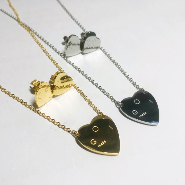 designer jewelry women heart pendant necklaces silver gold love earrings suit stainless steel stud with logo fashion bijoux for girl and goo
designer jewelry women heart pendant necklaces silver gold love earrings suit stainless steel stud with logo fashion bijoux for girl and goo