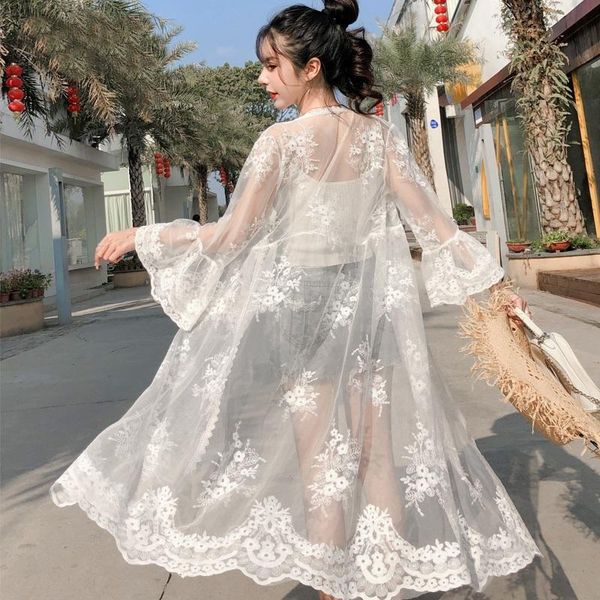 women's blouses & shirts boho kimono femme long cardigan mujer transparent summer women lace cardigans korean fashion clothing 2021 dd2, White
women's blouses & shirts boho kimono femme long cardigan mujer transparent summer women lace cardigans korean fashion clothing 2021 dd2, White