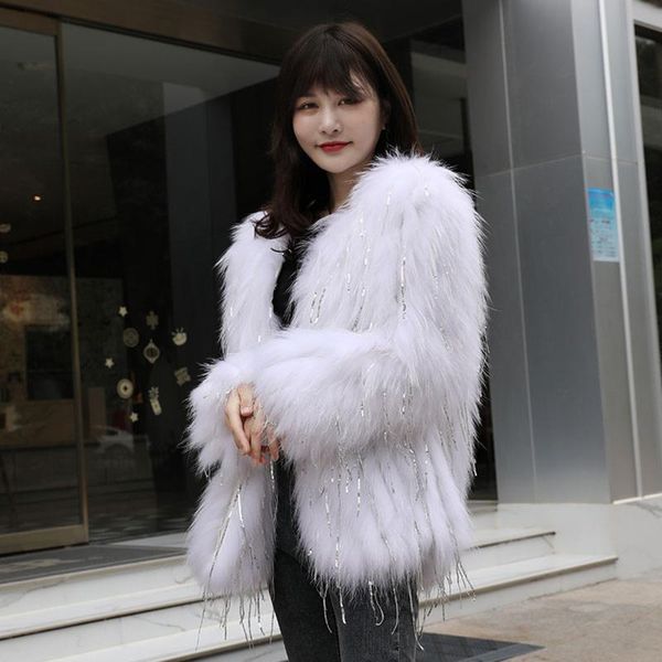 women's fur & faux 100% raccoon woven jacket ladies winter warm animal long-sleeved autumn real, Black
women's fur & faux 100% raccoon woven jacket ladies winter warm animal long-sleeved autumn real, Black