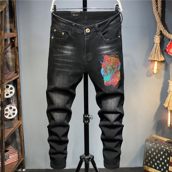 fashion jeans design embroidery cross small straight men's micro elastic pants 3006, Blue
fashion jeans design embroidery cross small straight men's micro elastic pants 3006, Blue