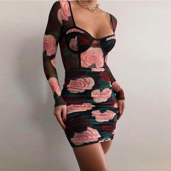 casual dresses women fashion long sleeve floral print mesh dress patchwork slim pleated bodycon, Black;gray
casual dresses women fashion long sleeve floral print mesh dress patchwork slim pleated bodycon, Black;gray