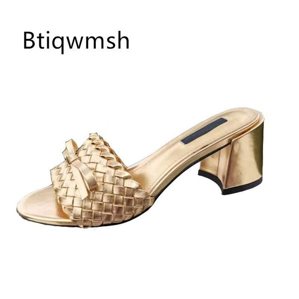 sandals luxury gold weave women open toe butterfly knot green red soft real leather high heels shoes woman fashion mules slipper, Black 
sandals luxury gold weave women open toe butterfly knot green red soft real leather high heels shoes woman fashion mules slipper, Black