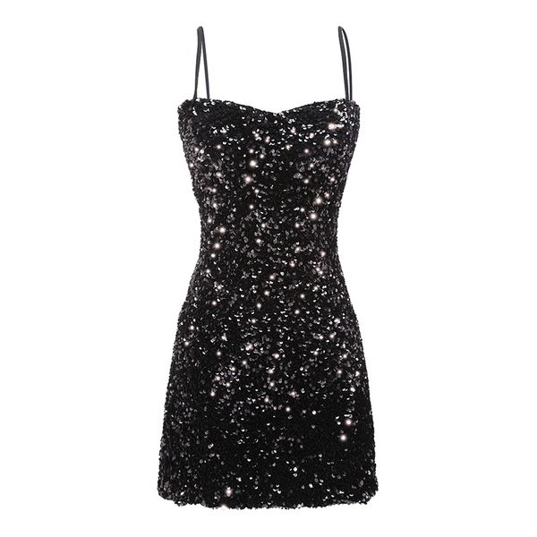black solid spaghetti strap sequined mini dress sleeveless party d1552 210514, Black;gray
black solid spaghetti strap sequined mini dress sleeveless party d1552 210514, Black;gray