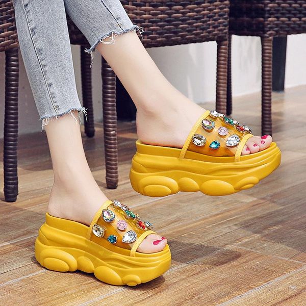 sandals muffin heel platform slippers summer transparent rhinestone flip-flops open toe, Black
sandals muffin heel platform slippers summer transparent rhinestone flip-flops open toe, Black