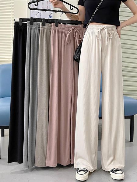 women's pants & capris white wide leg high waist thin ice silk hanging feeling loose straight small floor spring, Black;white
women's pants & capris white wide leg high waist thin ice silk hanging feeling loose straight small floor spring, Black;white