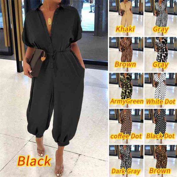 celmia vintage women jumpsuits summer short sleeve long rompers casual loose buttons cargo pants plus size overalls, Black;white
celmia vintage women jumpsuits summer short sleeve long rompers casual loose buttons cargo pants plus size overalls, Black;white