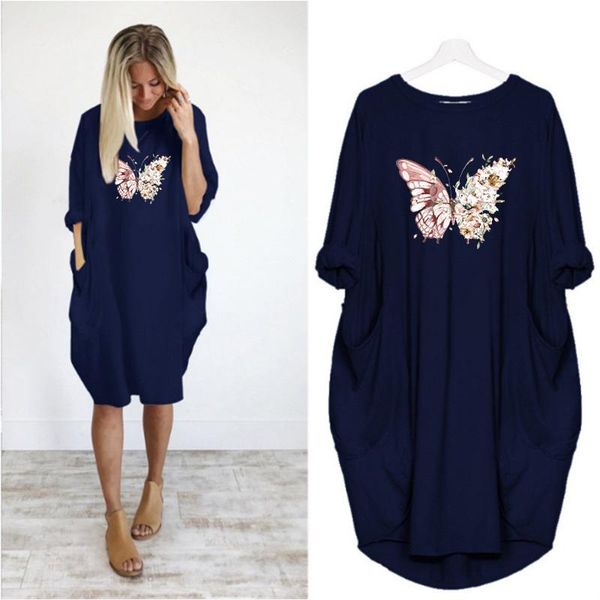 plus size dress women butterfly print loose pocket vintage long sleeve o neck party club beach vestidos sweet casual dresses, Black;gray
plus size dress women butterfly print loose pocket vintage long sleeve o neck party club beach vestidos sweet casual dresses, Black;gray