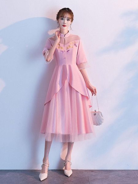 pink bridesmaid women chinese dress sweet retro pearl button tang suit xs-3xl traditional embroidery flower qipao skirt vestidos ethnic clot, Red
pink bridesmaid women chinese dress sweet retro pearl button tang suit xs-3xl traditional embroidery flower qipao skirt vestidos ethnic clot, Red