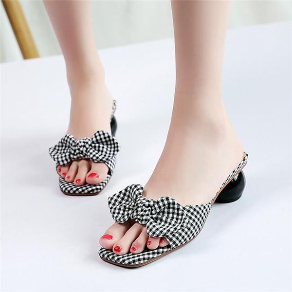 slippers 2021 lovely bowtie plaid ladies summer slides block stable med heels shoes peep toe butterfly-knot women, Black
slippers 2021 lovely bowtie plaid ladies summer slides block stable med heels shoes peep toe butterfly-knot women, Black