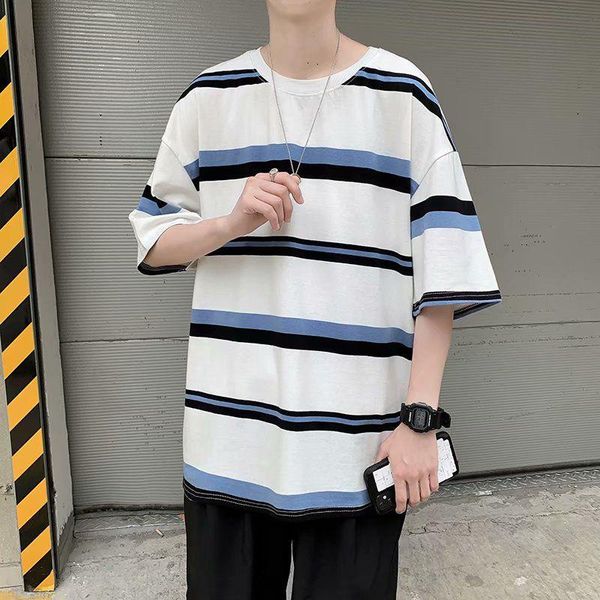 men's t-shirts 2021 summer loose style striped t-shirt harajuku oversized casual all-match clothes hip hop simple black streetwear, White;black
men's t-shirts 2021 summer loose style striped t-shirt harajuku oversized casual all-match clothes hip hop simple black streetwear, White;black