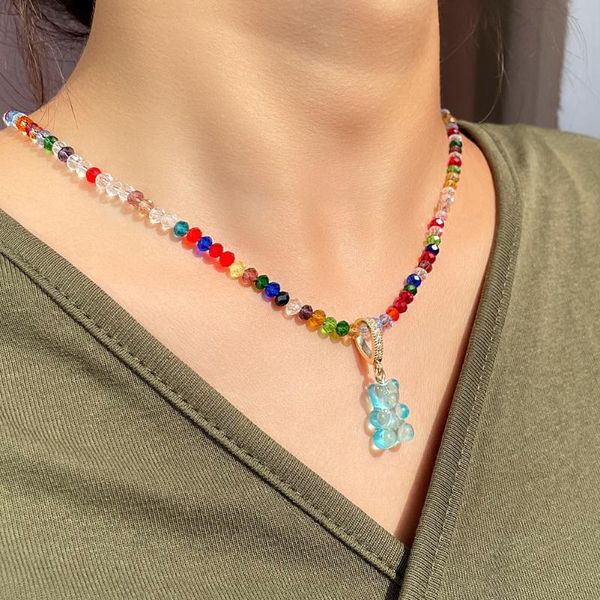 chains sweet multicolor candy bear zircon pendant acrylic beaded necklace for women cartoon colorful glass bead choker jewelry, Silver
chains sweet multicolor candy bear zircon pendant acrylic beaded necklace for women cartoon colorful glass bead choker jewelry, Silver