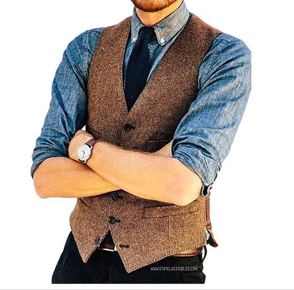 men's suit vest brown wedding wool herringbone tweed business waistcoat jacket casual slim fit vests for groosmen man, Black;white
men's suit vest brown wedding wool herringbone tweed business waistcoat jacket casual slim fit vests for groosmen man, Black;white