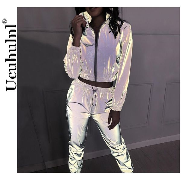 fashion reflective two piece set new womens sports sweater jogging casual sports trousers womens sports zipper suit pants, White;black
fashion reflective two piece set new womens sports sweater jogging casual sports trousers womens sports zipper suit pants, White;black