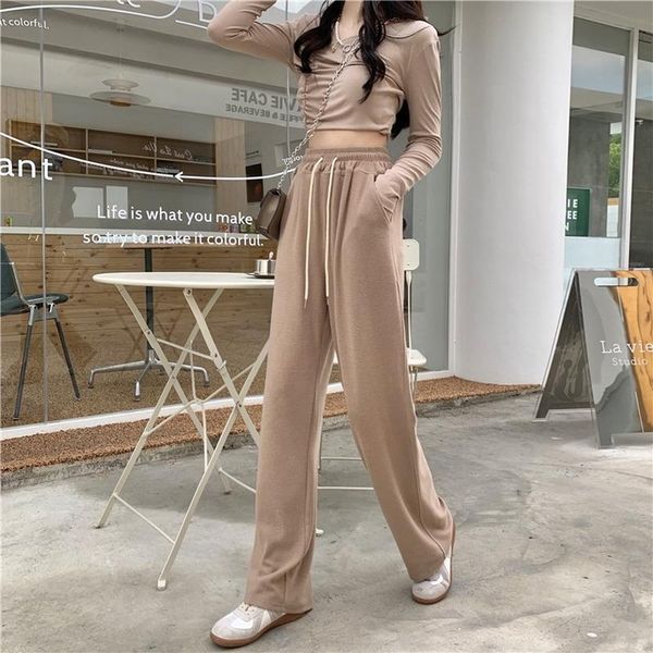 women's pants & capris 2021 early autumn clothing fashion loose high waist wide leg pant korean style straight all-match sweatpants wom, Black;white
women's pants & capris 2021 early autumn clothing fashion loose high waist wide leg pant korean style straight all-match sweatpants wom, Black;white
