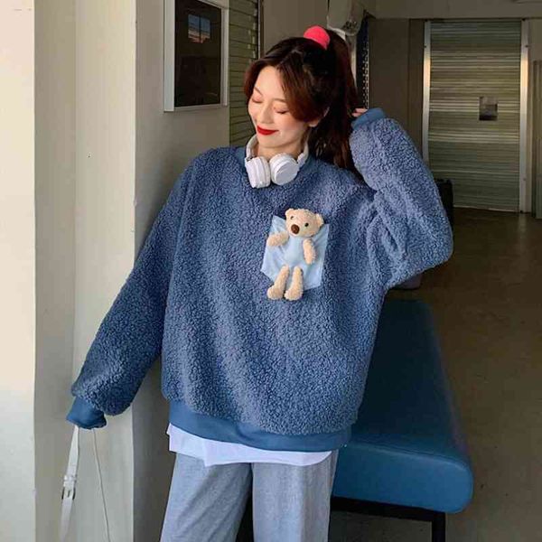 women autumn winter long sleeve faux fleece sweatshirt cute bear blouse pullover, Black
women autumn winter long sleeve faux fleece sweatshirt cute bear blouse pullover, Black